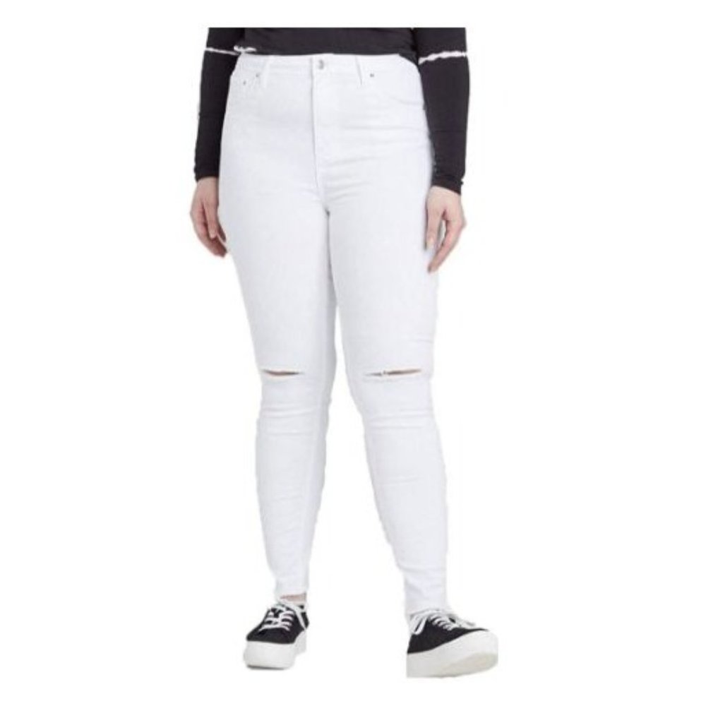 New NWT Wild Fable Women's High- Rise Distressed Skinny Jeans White Size 0